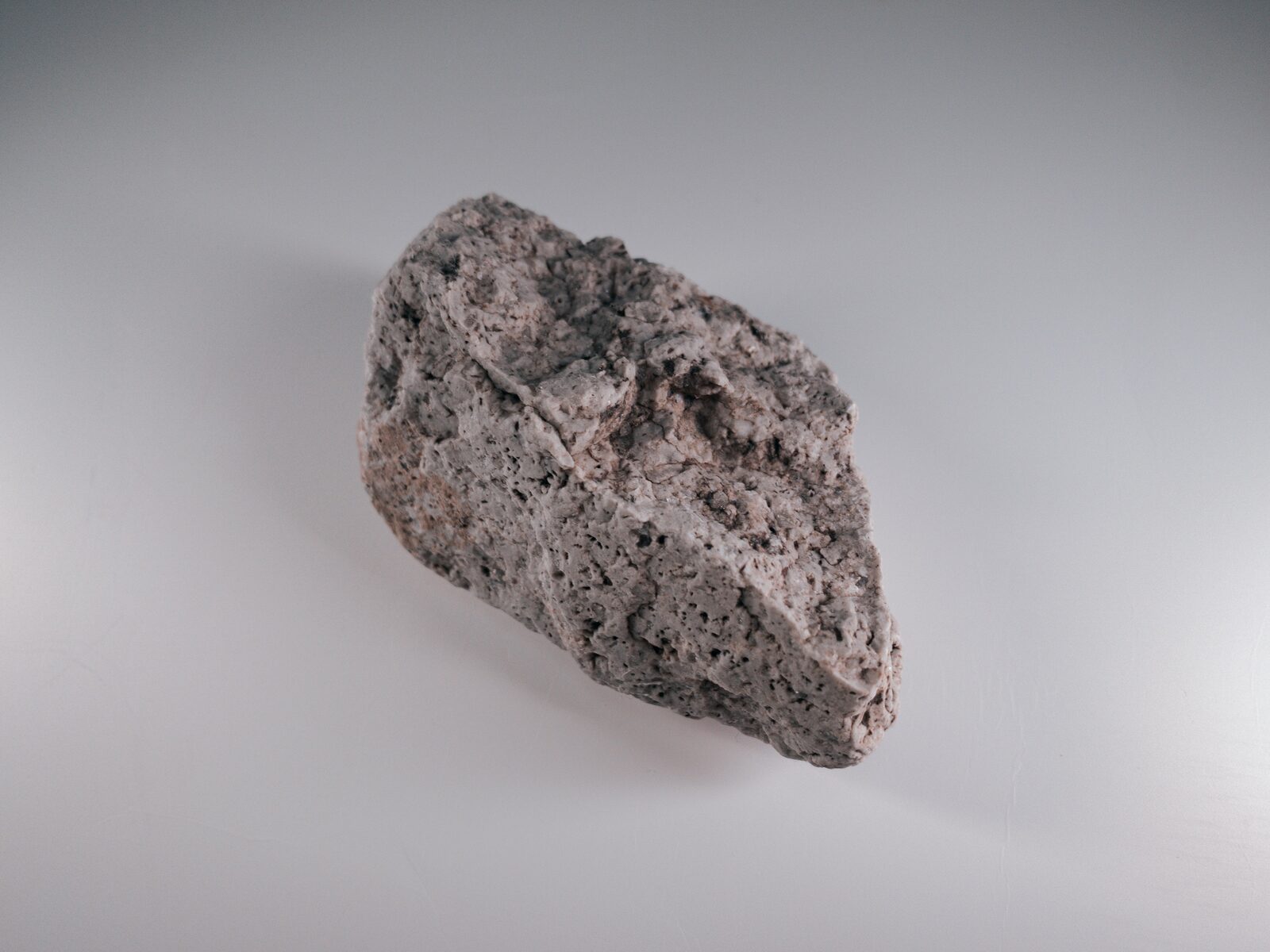 Light grey vesicular pumice — abundant gas-bubble voids